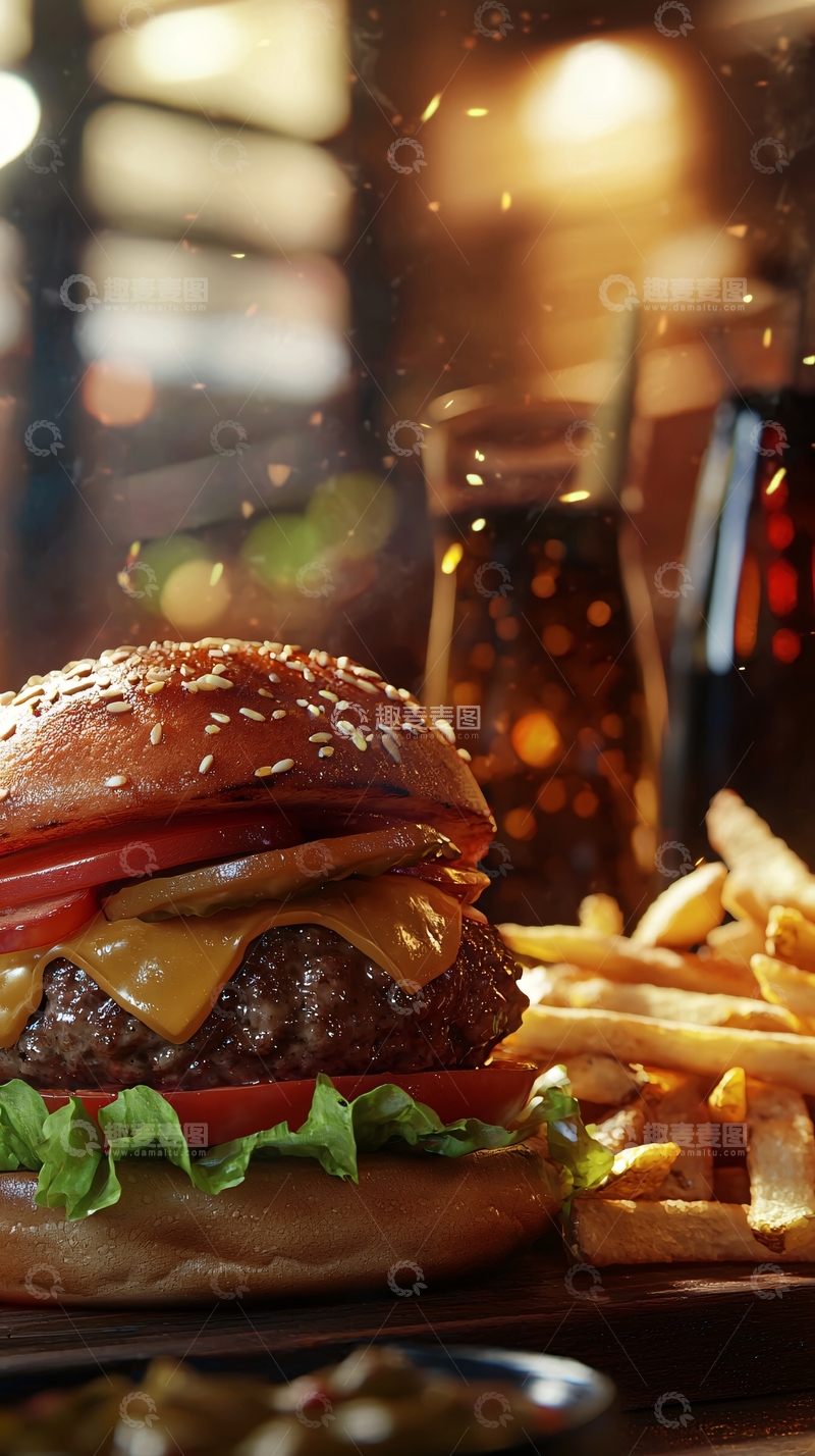 高清大图下载【趣麦麦图】美味汉堡薯条可乐