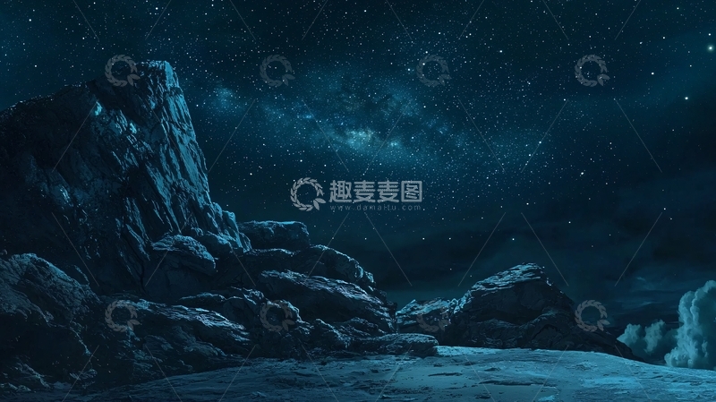 高清大图下载【趣麦麦图】星空下的岩石星球