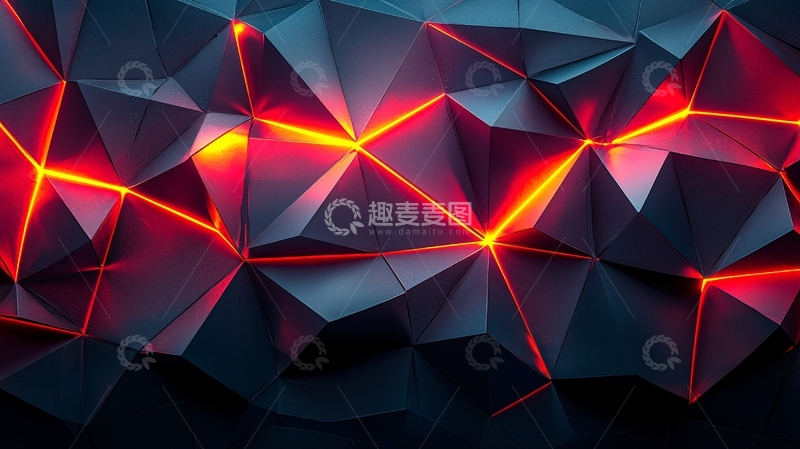 高清大图下载【趣麦麦图】多边形结构发光线条