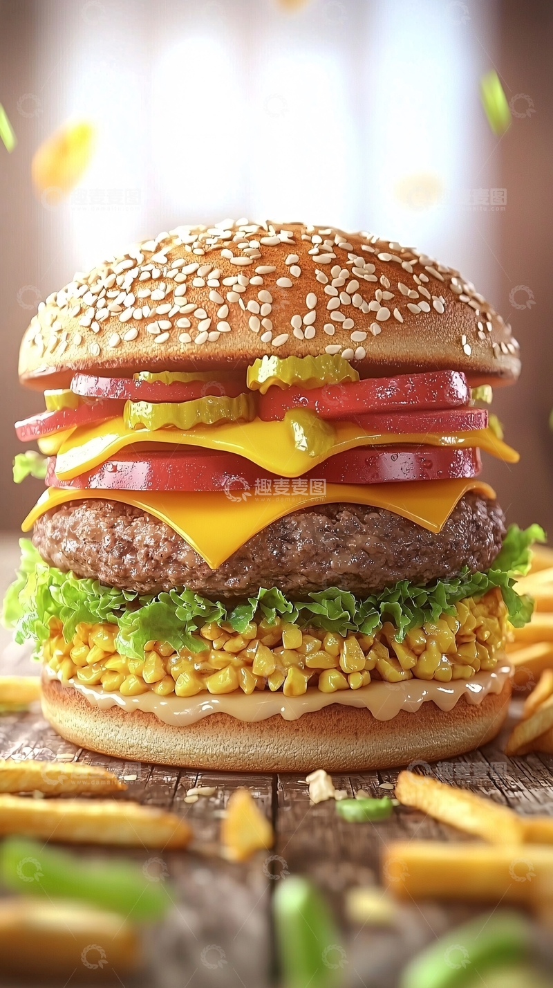 高清大图下载【趣麦麦图】美味汉堡特写高清图片