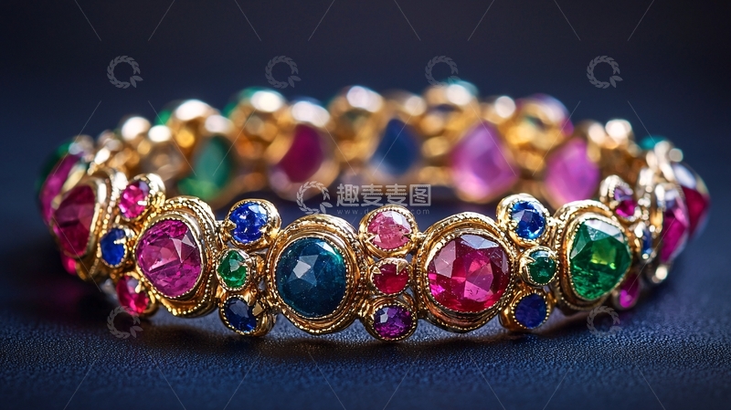 高清大图下载【趣麦麦图】彩色宝石手镯