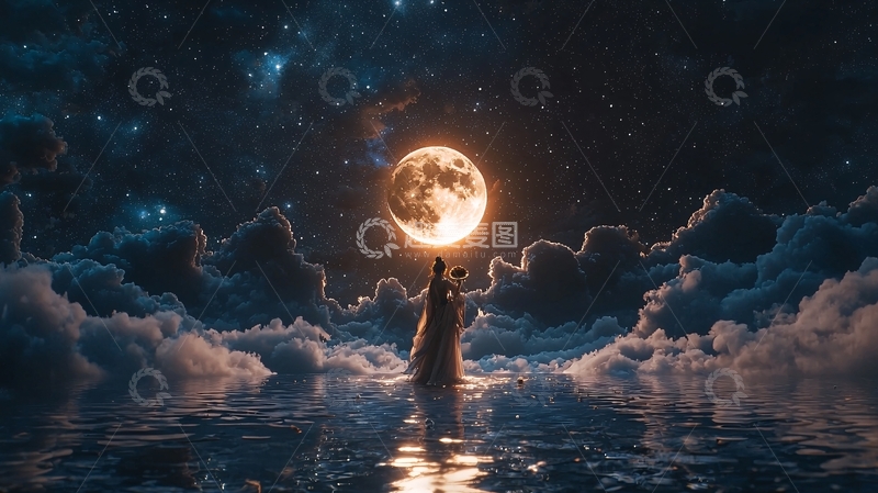 高清大图下载【趣麦麦图】梦幻星空恋人剪影