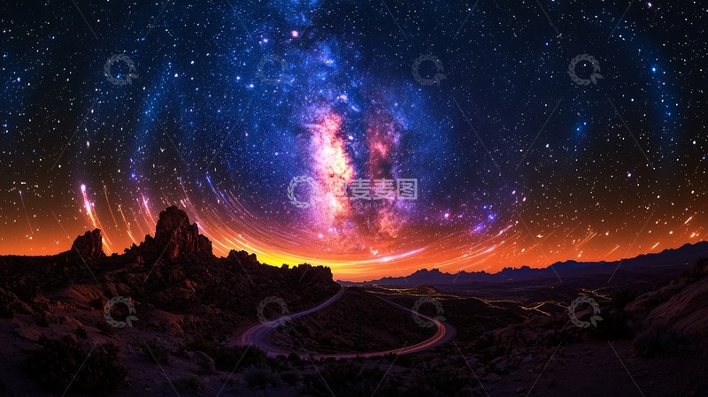 高清大图下载【趣麦麦图】星空下的山脉