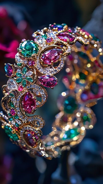 奢华彩色宝石手镯