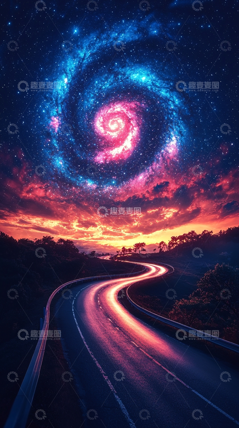 高清大图下载【趣麦麦图】星空公路