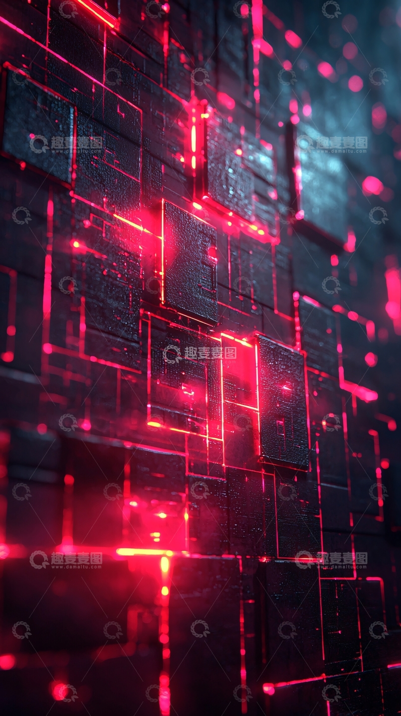 高清大图下载【趣麦麦图】未来科技感的砖墙纹理