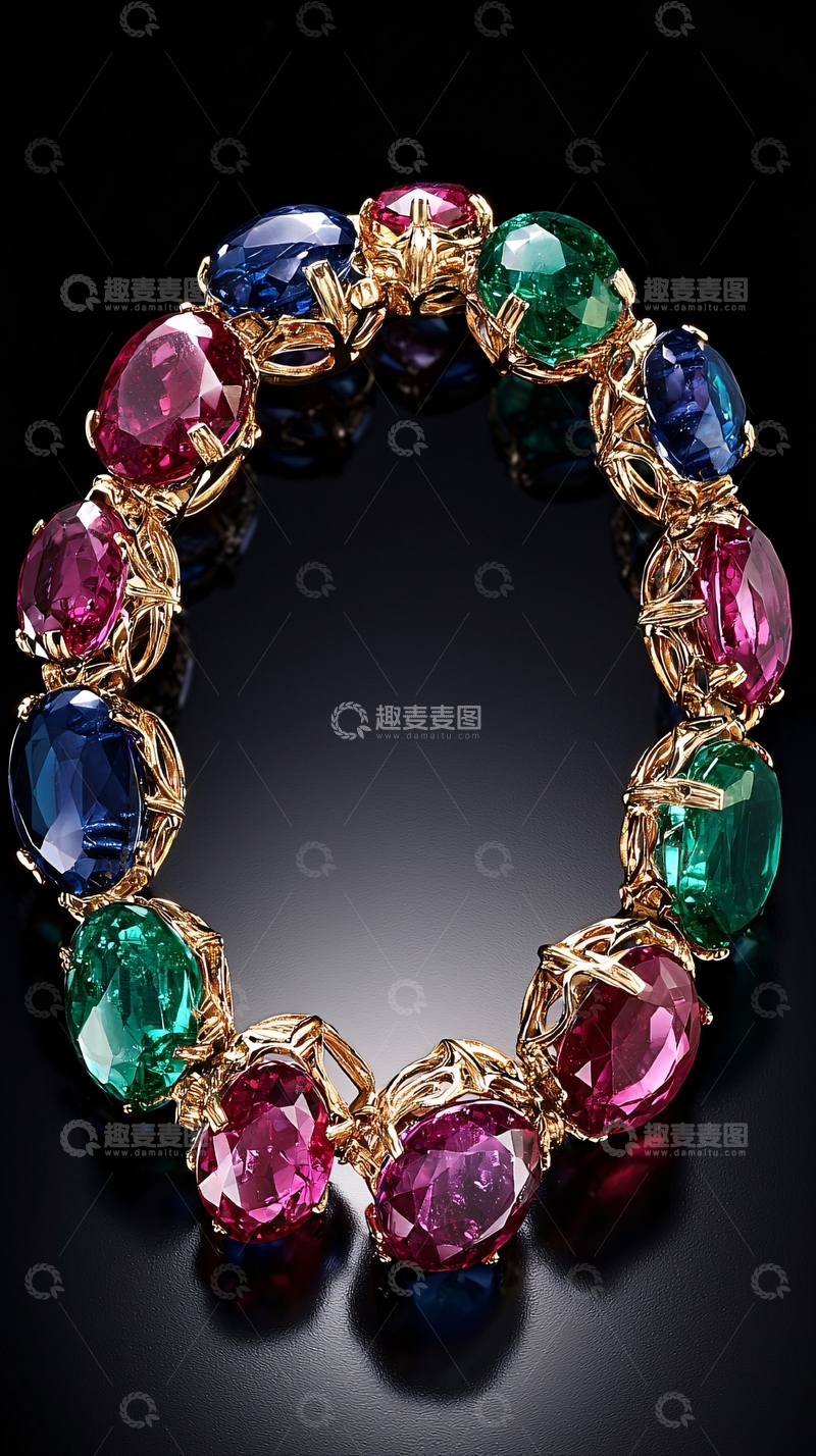 高清大图下载【趣麦麦图】-彩色宝石手镯