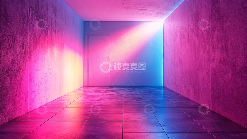 高清大图下载【趣麦麦图】绚丽色彩的空房间