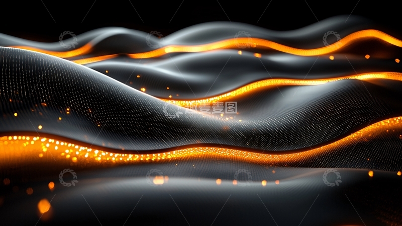 高清大图下载【趣麦麦图】黑色流体与金色光线交织