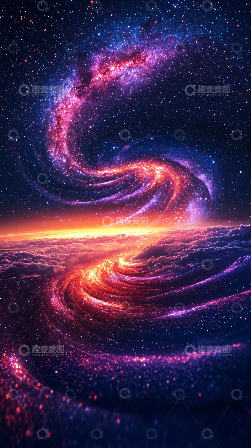 高清大图下载【趣麦麦图】绚丽星空银河漩涡图