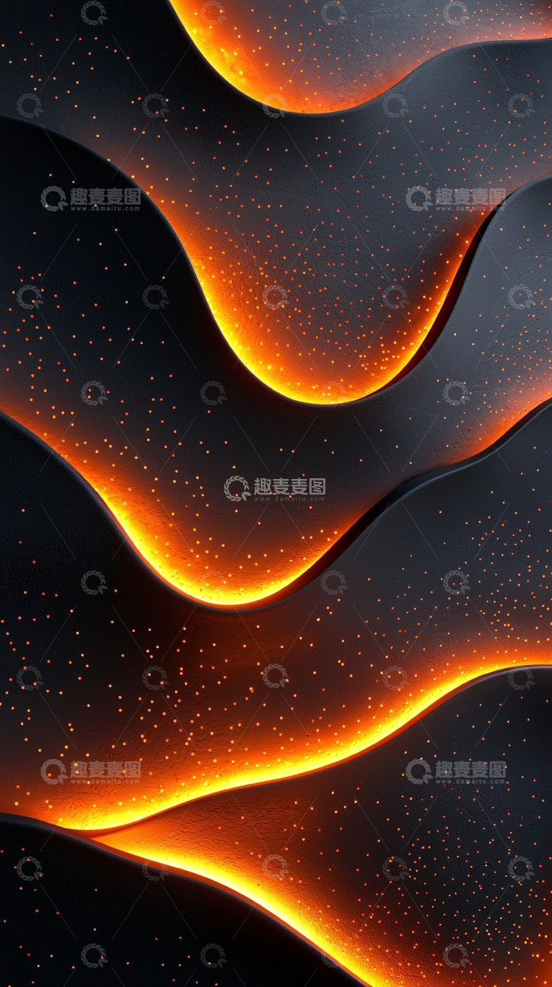 高清大图下载【趣麦麦图】黑色背景橙色光晕曲线