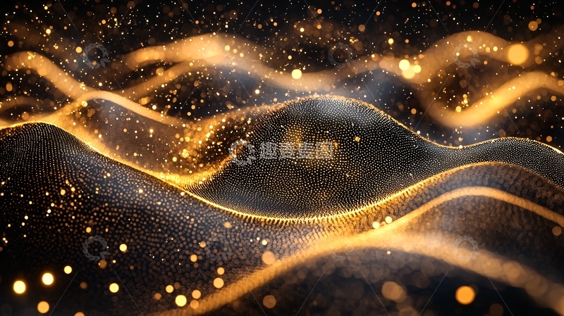 高清大图下载【趣麦麦图】金色波浪与星光闪烁