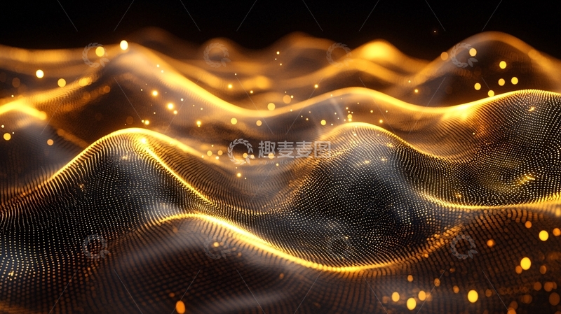 高清大图下载【趣麦麦图】金色光晕下的抽象波浪