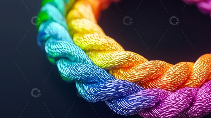 高清大图下载【趣麦麦图】彩虹色绣花线特写