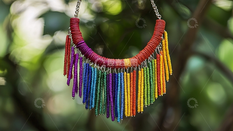 高清大图下载【趣麦麦图】彩虹流苏项链