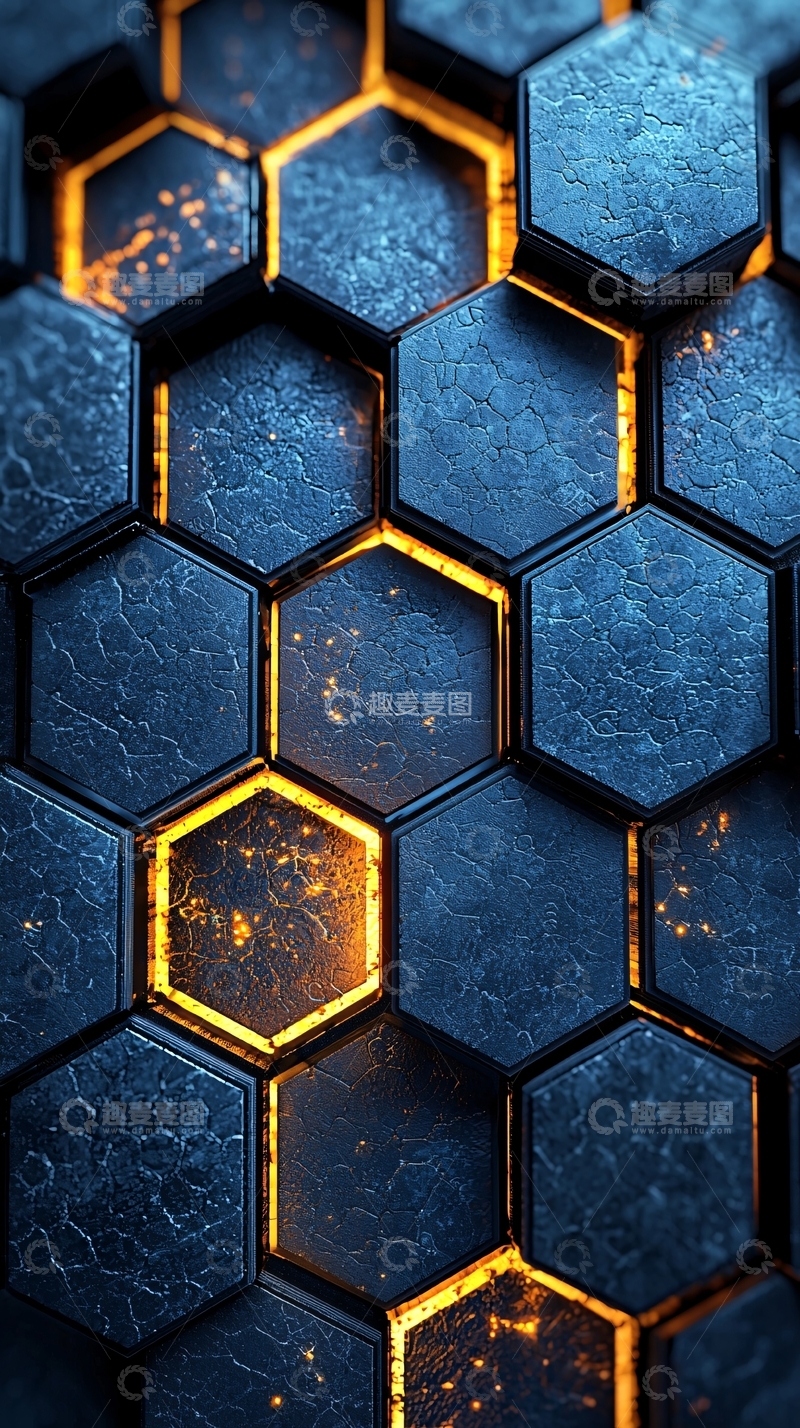 高清大图下载【趣麦麦图】蓝色蜂窝状结构