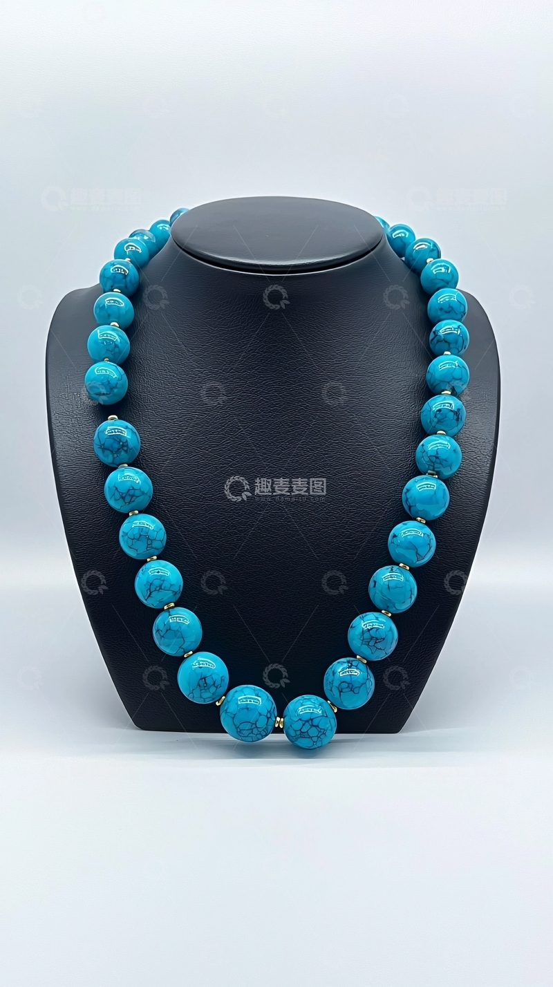 高清大图下载【趣麦麦图】蒂凡尼蓝圆珠项链