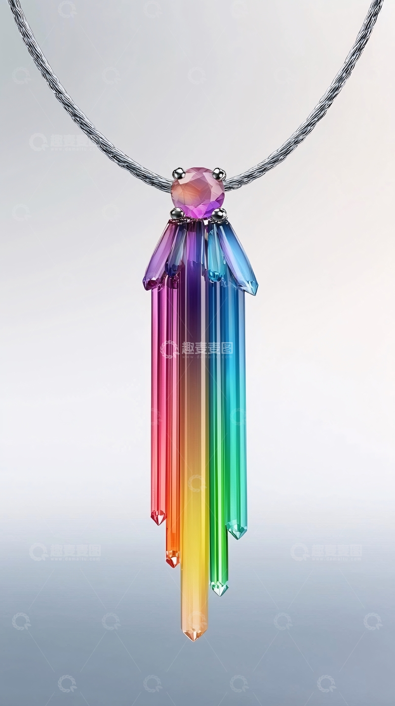 高清大图下载【趣麦麦图】彩虹宝石项链