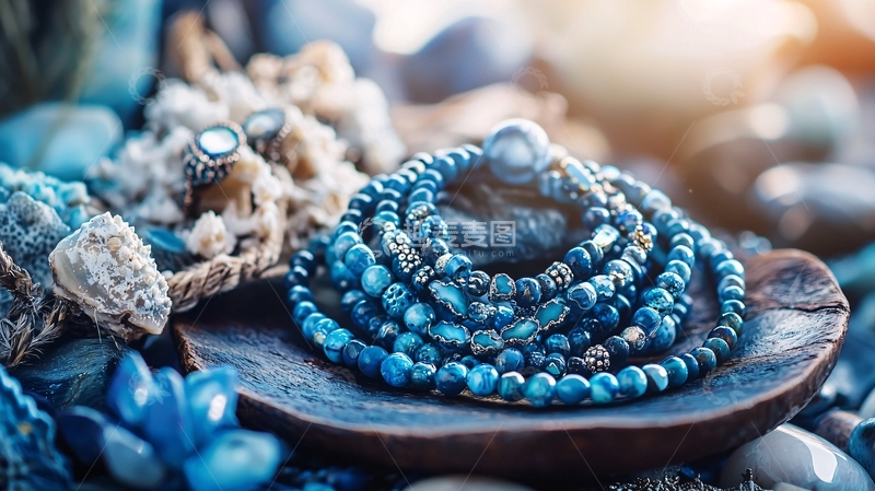 高清大图下载【趣麦麦图】蓝色宝石手镯