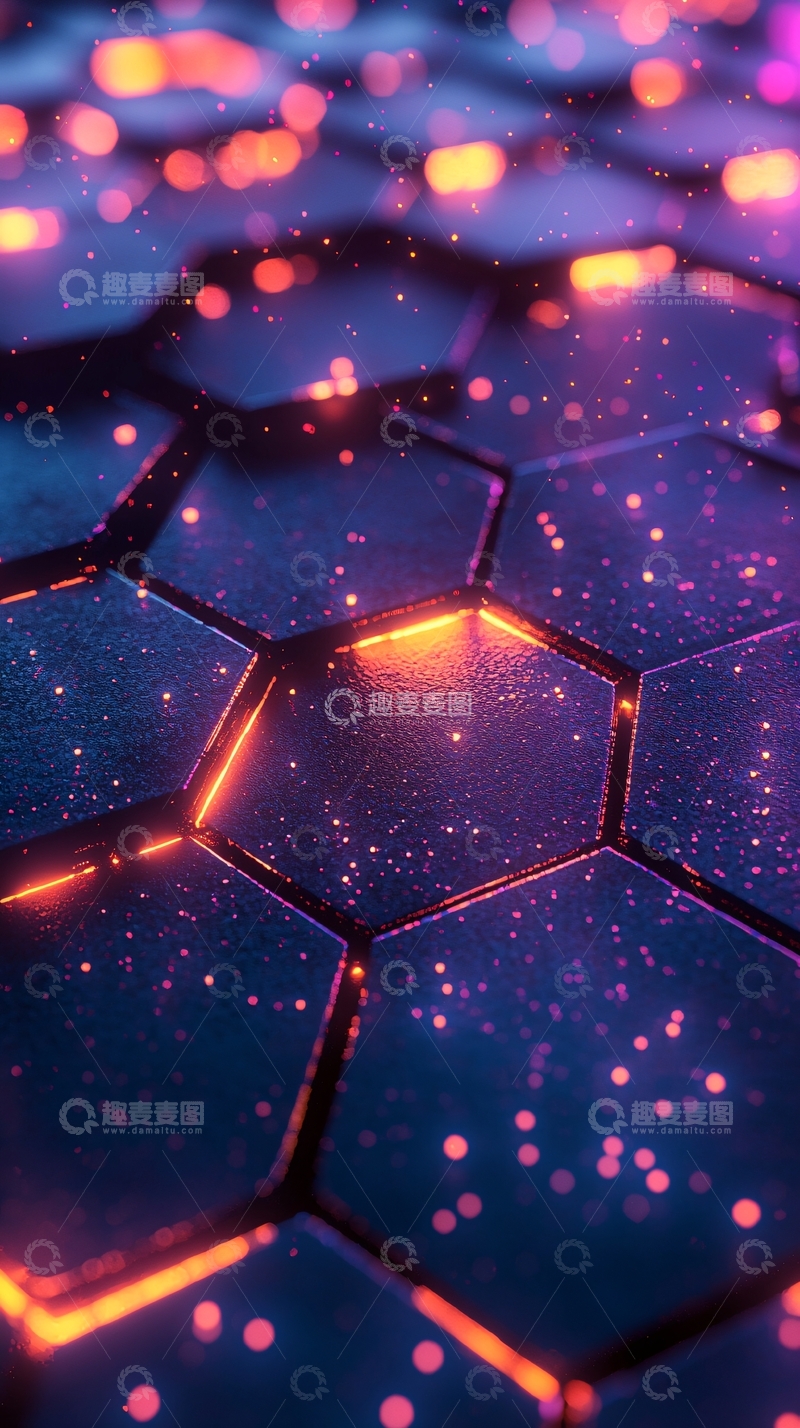 高清大图下载【趣麦麦图】炫酷科技感蜂巢背景