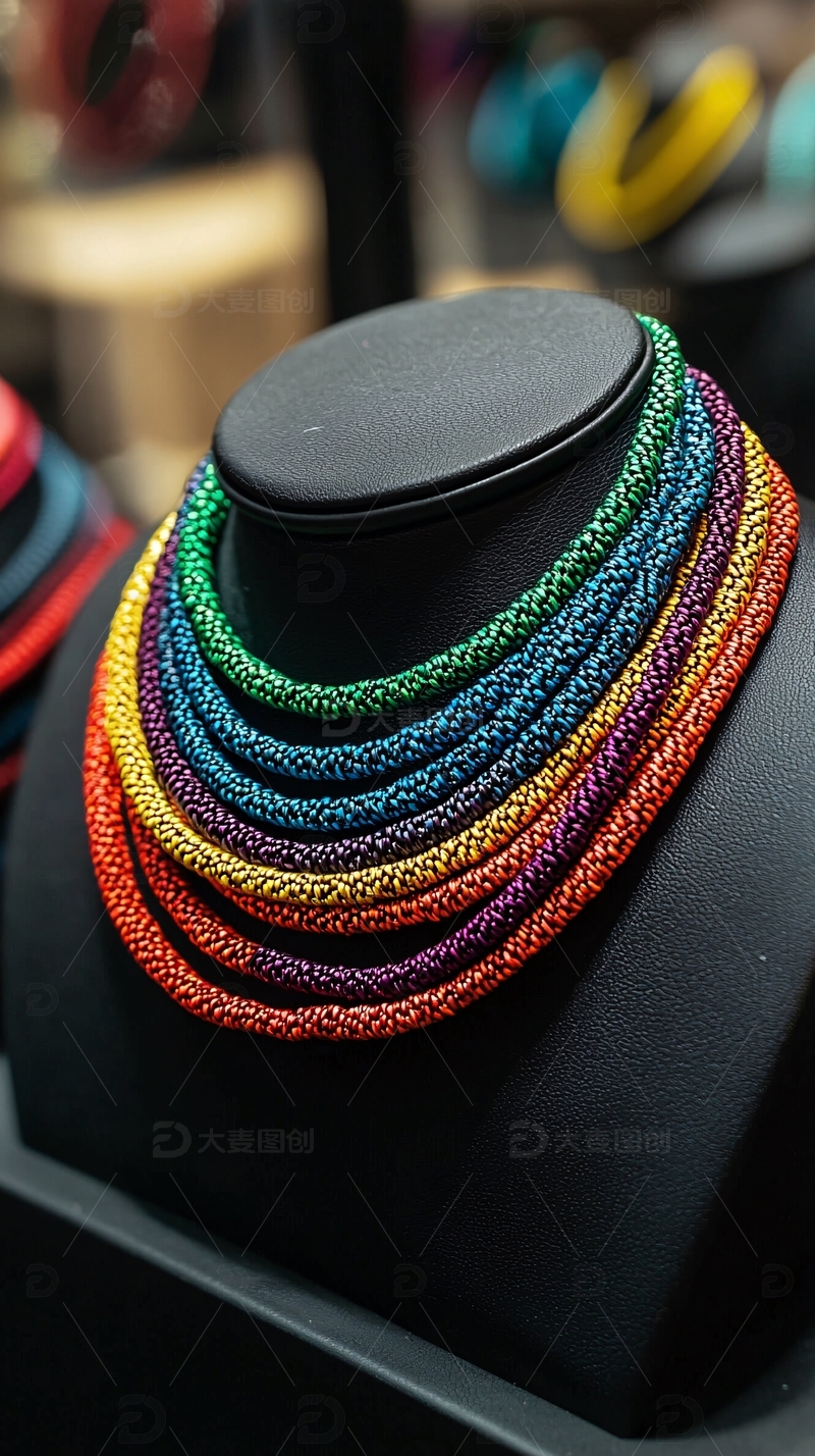 高清大图下载【趣麦麦图】彩虹编织项链
