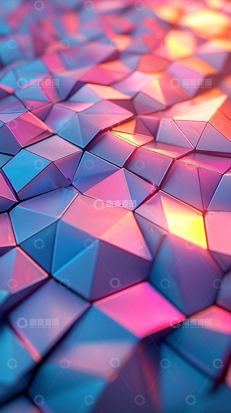 高清大图下载【趣麦麦图】低多边形彩色几何背景