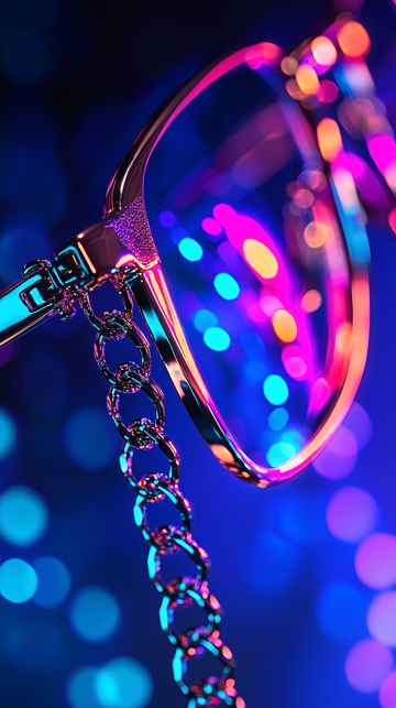 炫彩眼镜链条特写