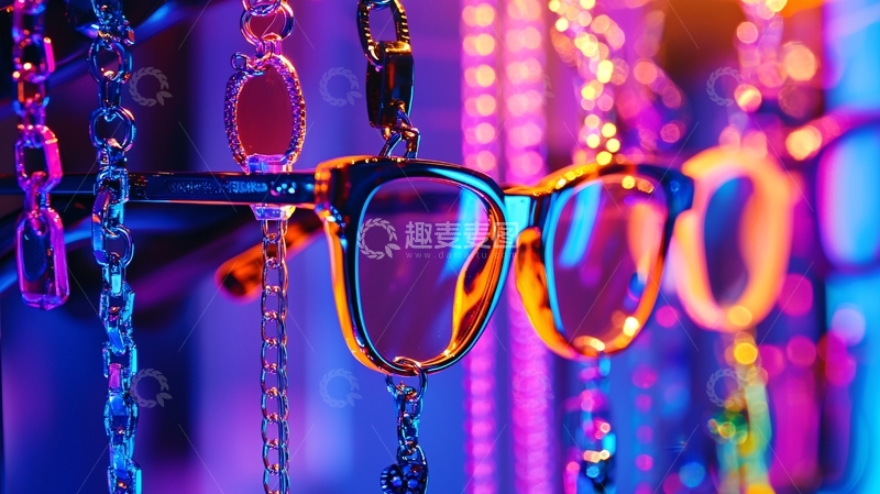 高清大图下载【趣麦麦图】霓虹灯下眼镜展示