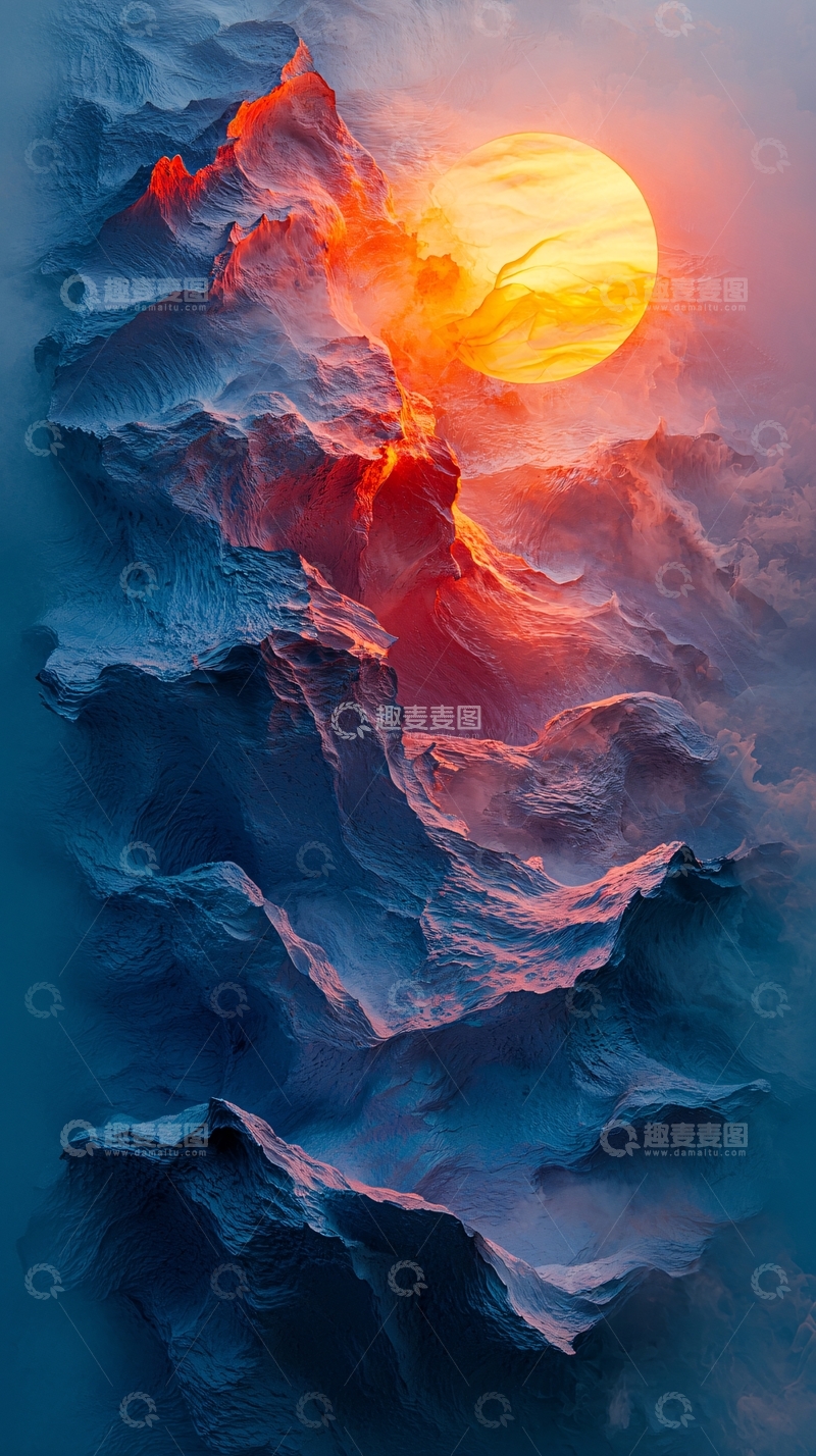 高清大图下载【趣麦麦图】奇幻山脉日出景观