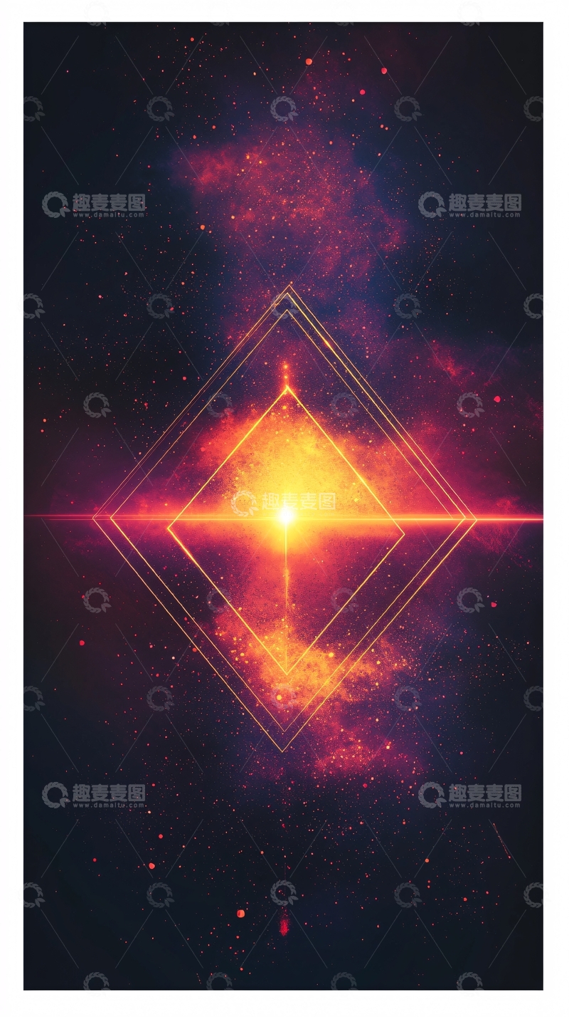 高清大图下载【趣麦麦图】宇宙星空几何发光体