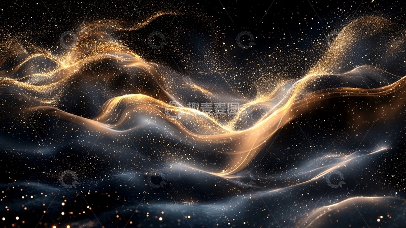 高清大图下载【趣麦麦图】金色粒子流体山脉