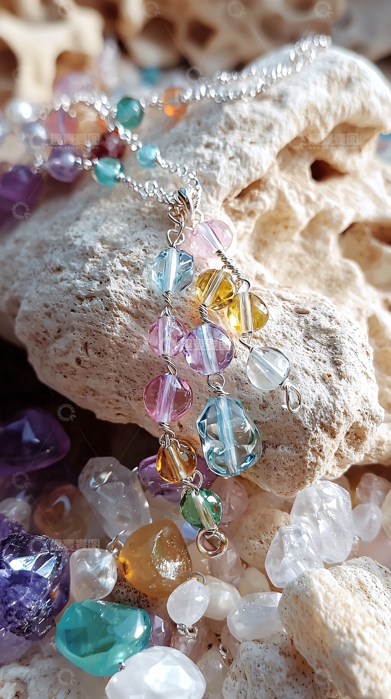 高清大图下载【趣麦麦图】彩色宝石项链