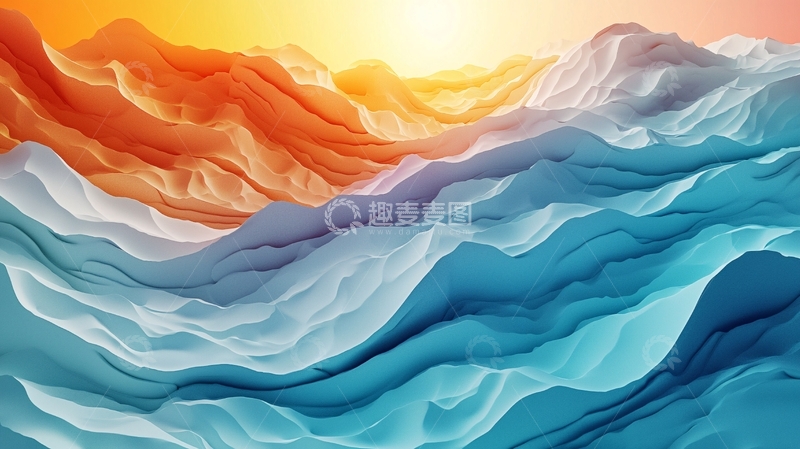 高清大图下载【趣麦麦图】抽象山海交融的景象