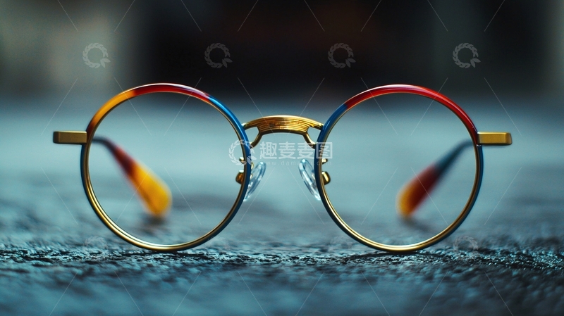 高清大图下载【趣麦麦图】彩色圆形金属框眼镜