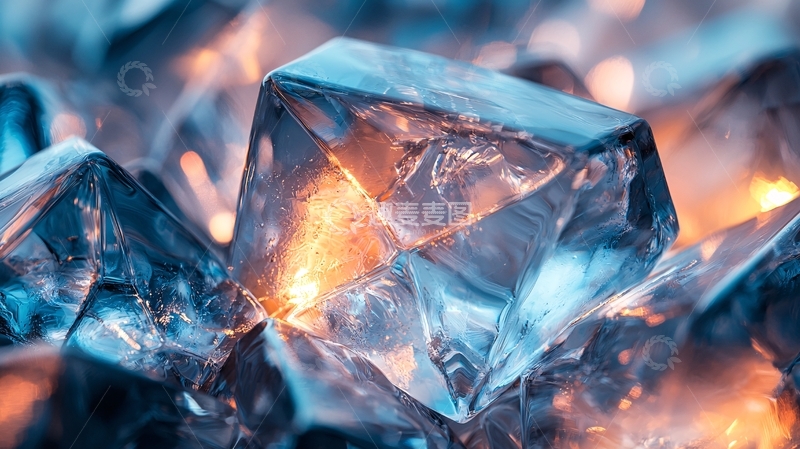 高清大图下载【趣麦麦图】蓝色冰块中心发光