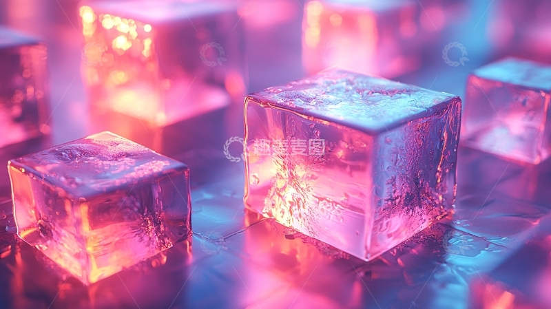 高清大图下载【趣麦麦图】发光冰块粉蓝光