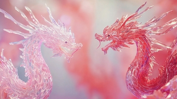 红白透明水晶龙