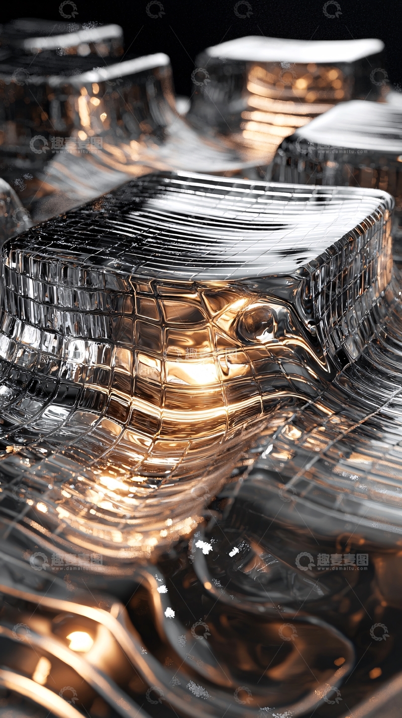 高清大图下载【趣麦麦图】波纹状金属方块的特写