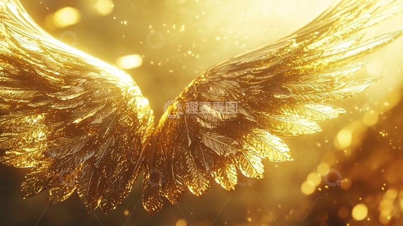高清大图下载【趣麦麦图】闪耀金色的天使翅膀