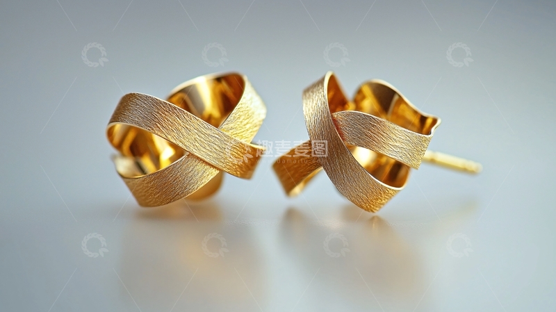 高清大图下载【趣麦麦图】黄金交叉耳环