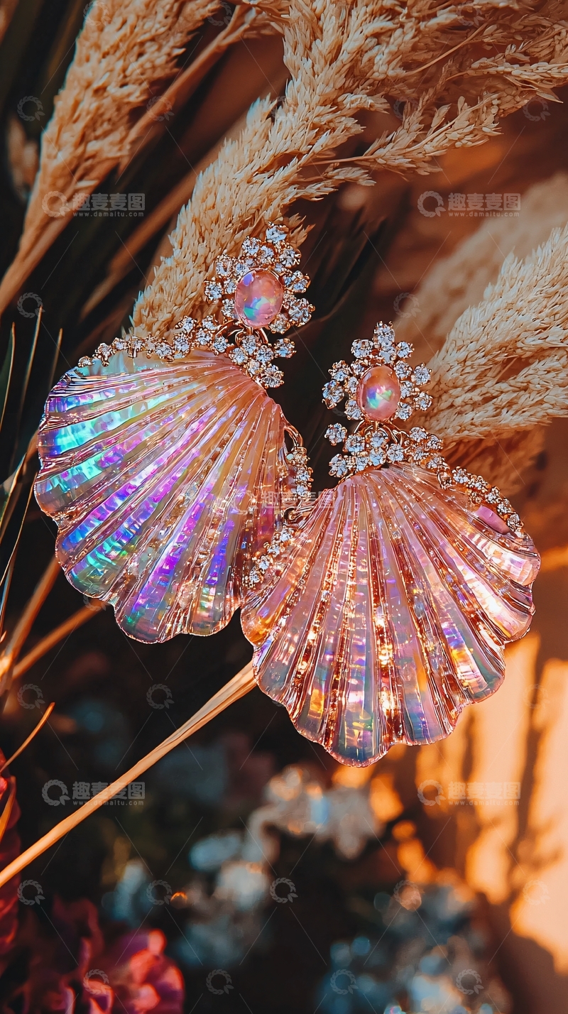 高清大图下载【趣麦麦图】彩色贝壳耳环