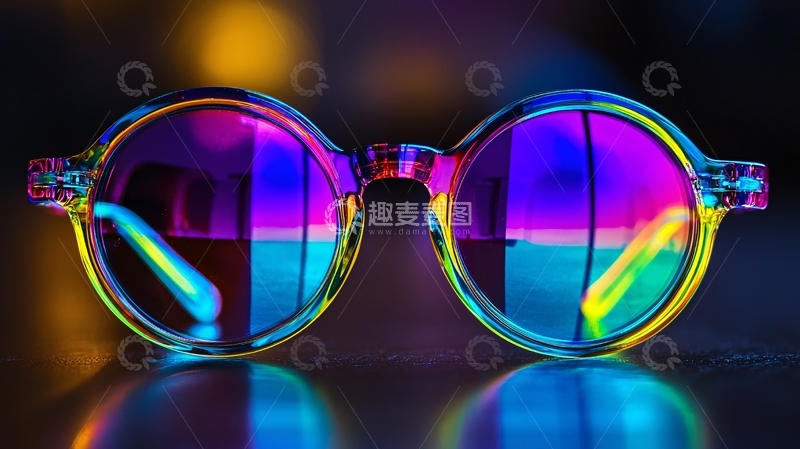高清大图下载【趣麦麦图】炫彩圆形眼镜
