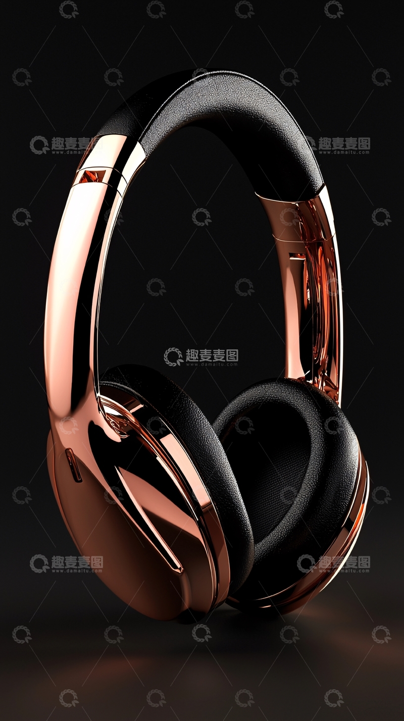 高清大图下载【趣麦麦图】玫瑰金耳机