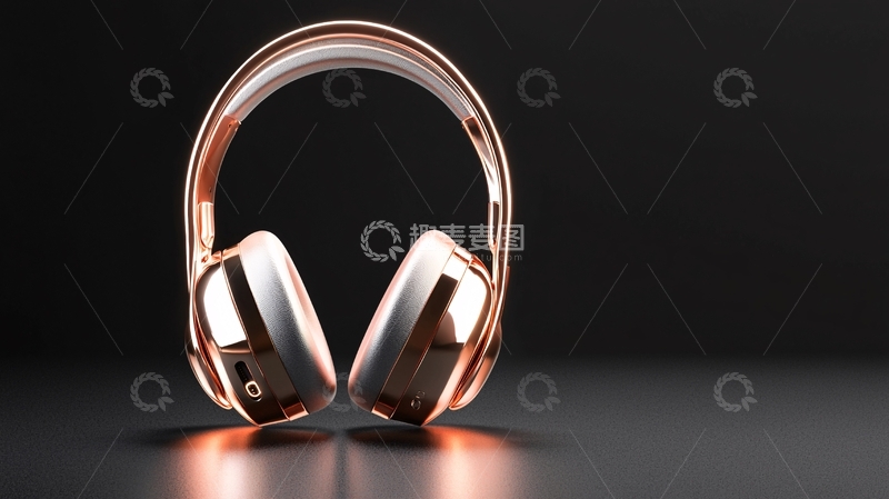 高清大图下载【趣麦麦图】玫瑰金耳机