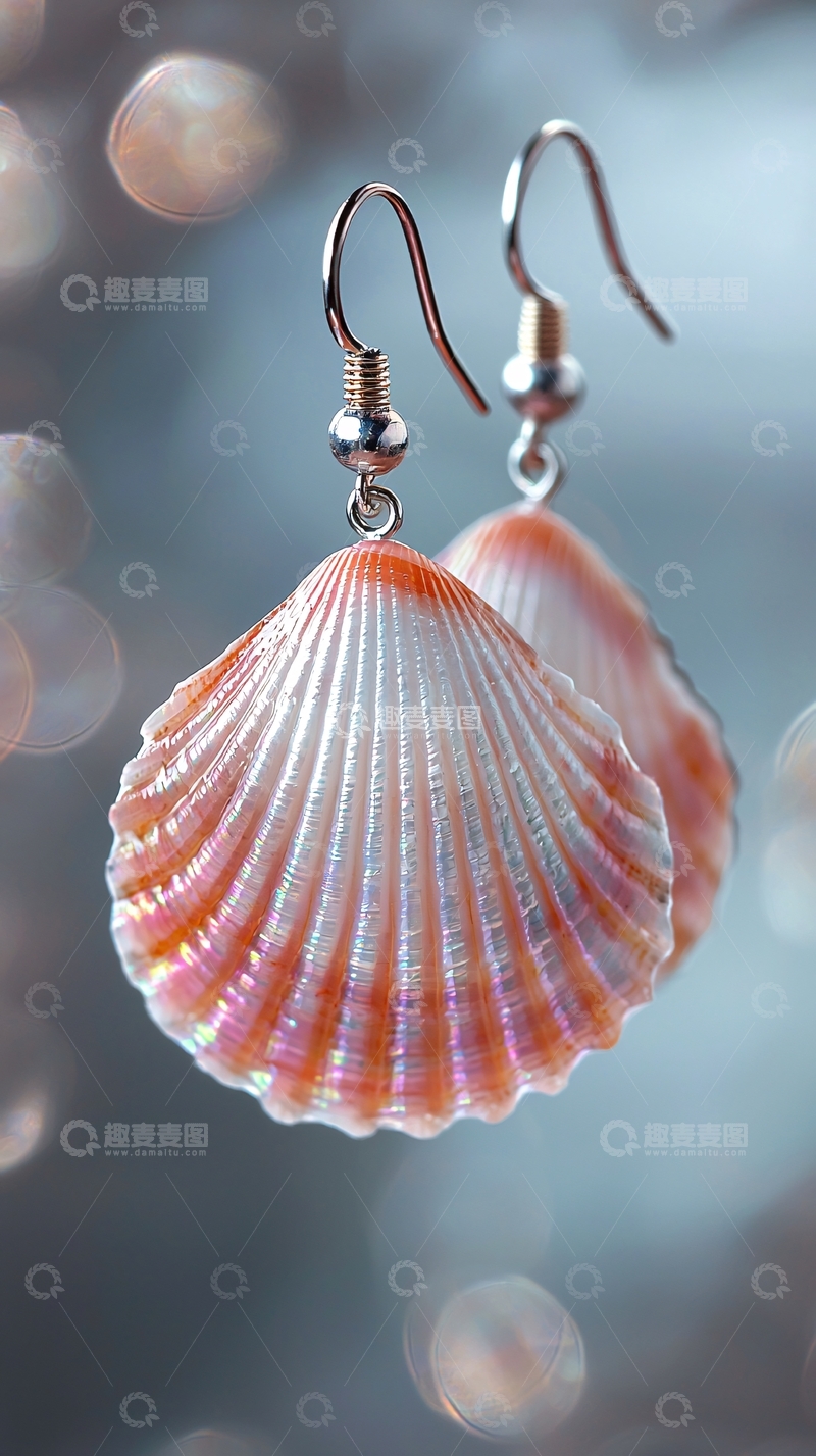 高清大图下载【趣麦麦图】精美贝壳耳环