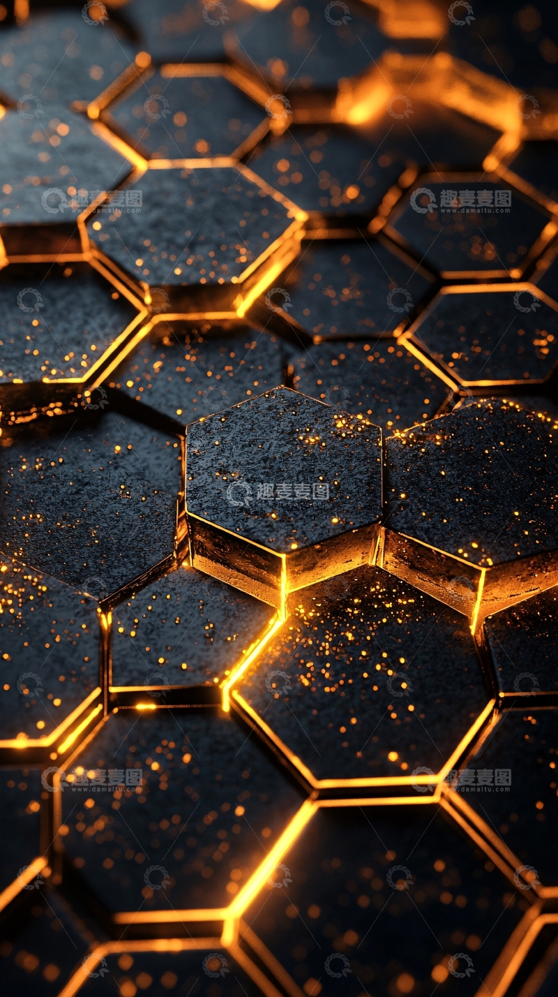 高清大图下载【趣麦麦图】黑色蜂窝发光细节