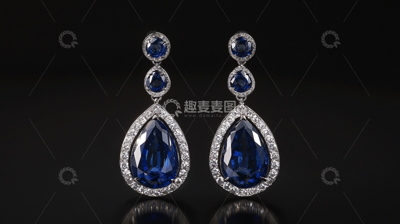 高清大图下载【趣麦麦图】蓝宝石耳坠