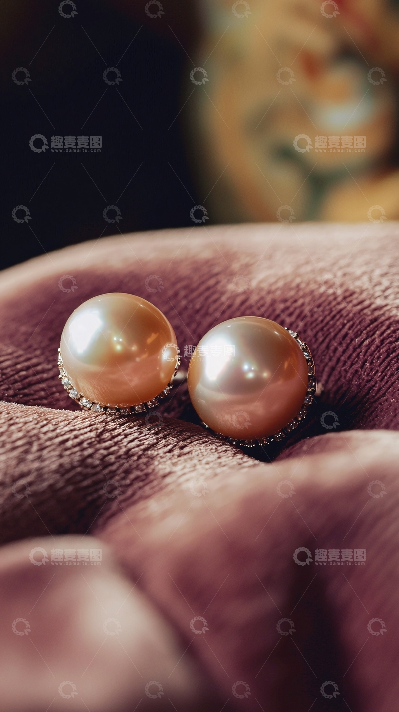 高清大图下载【趣麦麦图】粉色珍珠耳环