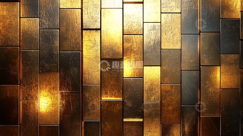 高清大图下载【趣麦麦图】金色金属砖块背景