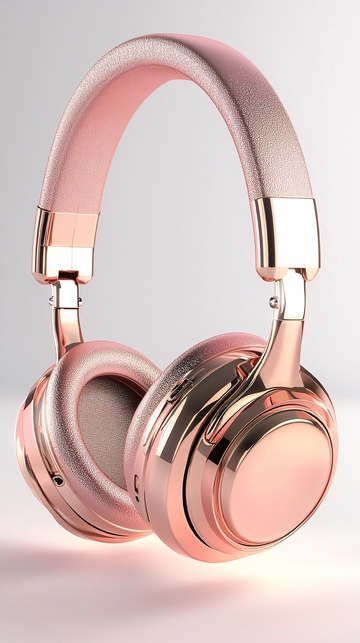 玫瑰金色无线耳机